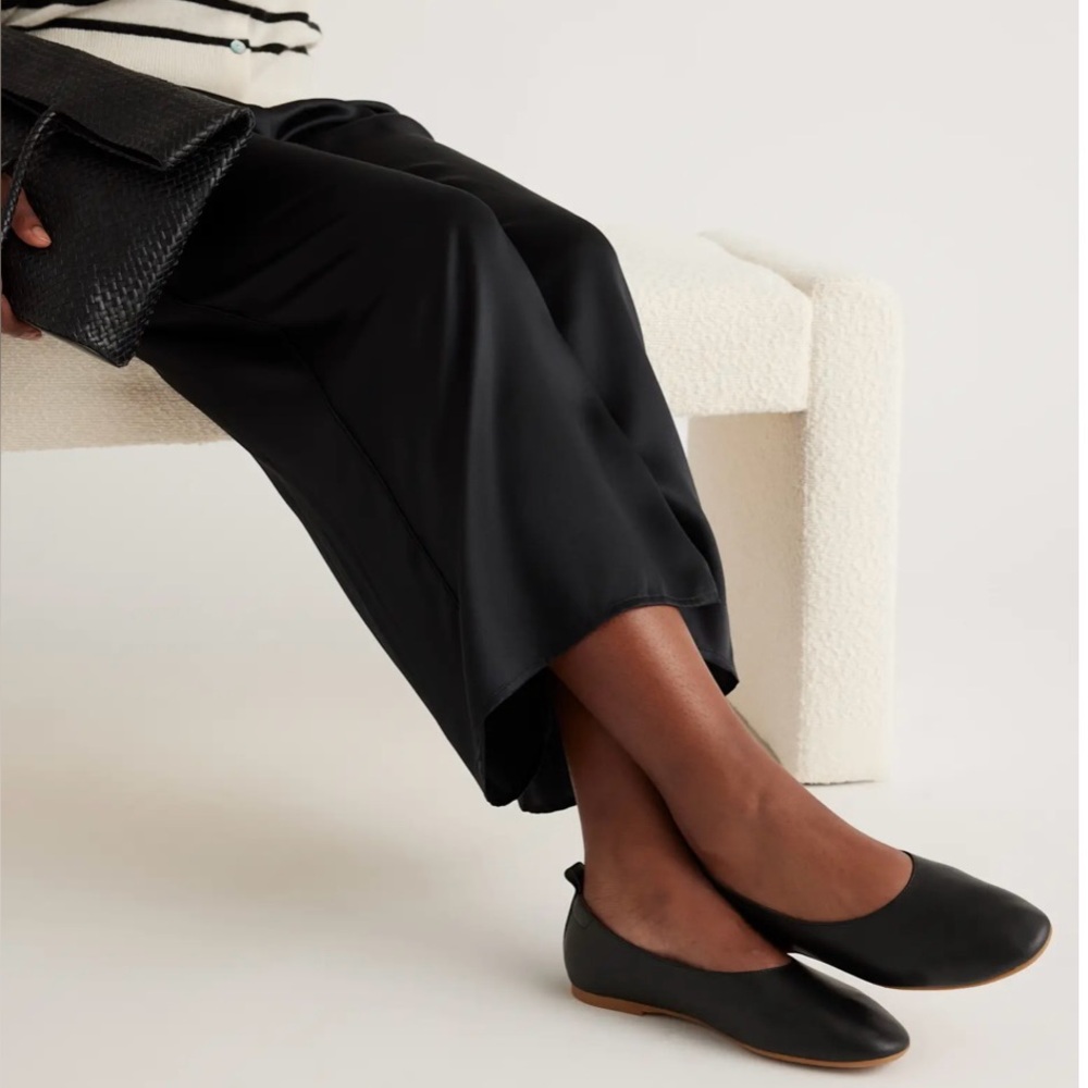 Quince Italian leather glove ballet flats NWOTS black 8